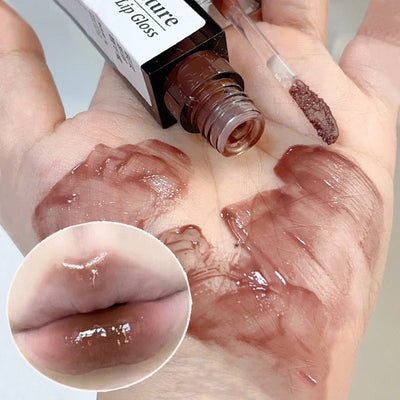 Nude Grey Mirror Jelly Lip Gloss Water Light Gloss Moisturizing Non-stick Cup Stain Lip Glaze Waterproof Lasting Makeup Cosmetic