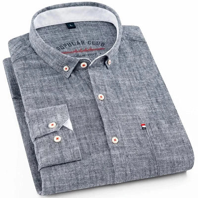 Mens Classic Cotton Linen Long Sleeve Shirts Japanese Style Comfortable Breathable Casual Fashion Slim Button Down Washed Shirts