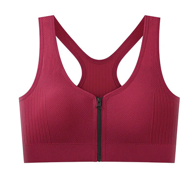 Women's sports bra fitness top front zipper design sports vest fashionable bra yoga gym sports bra