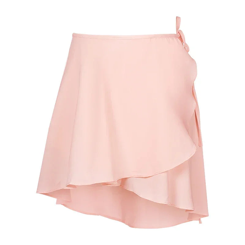Women Girls Ballet Skirts Dance Short Skirts High Elastic Skirt Ballerina Adult  Ballet Dancing Dress lace Up Chiffon Skirt