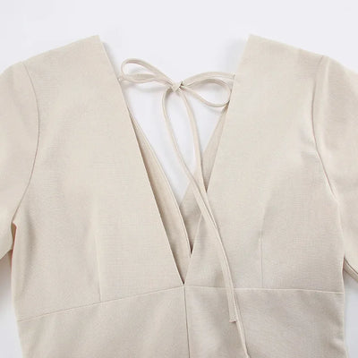 Retro Cotton Linen Women'S Summer Dress Sexy V-Neck Puff Sleeve Long Maxi Birthday Graduation Dresses Beach Sundress Robe Femmes