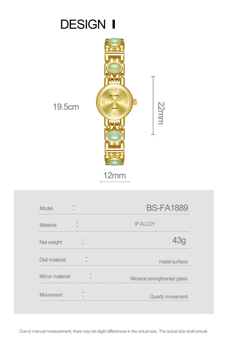 2025 High-End Vintage Woman Watches Fashion Elegant Natural Jade Stones Quartz Watch Retro Waterproof Hand Clock Gifts