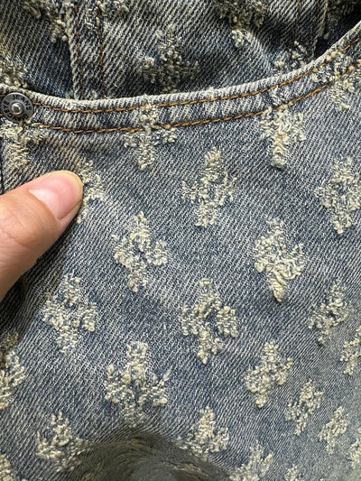 European Designer Jeans Men Ripped Holes Washed Baggy Pants New Fall Straight Fit Wide Leg Bottoms