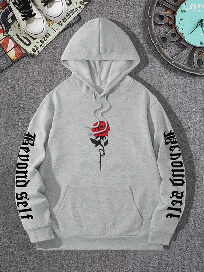 Rose Artistic Letter Printed Hoodies For Women