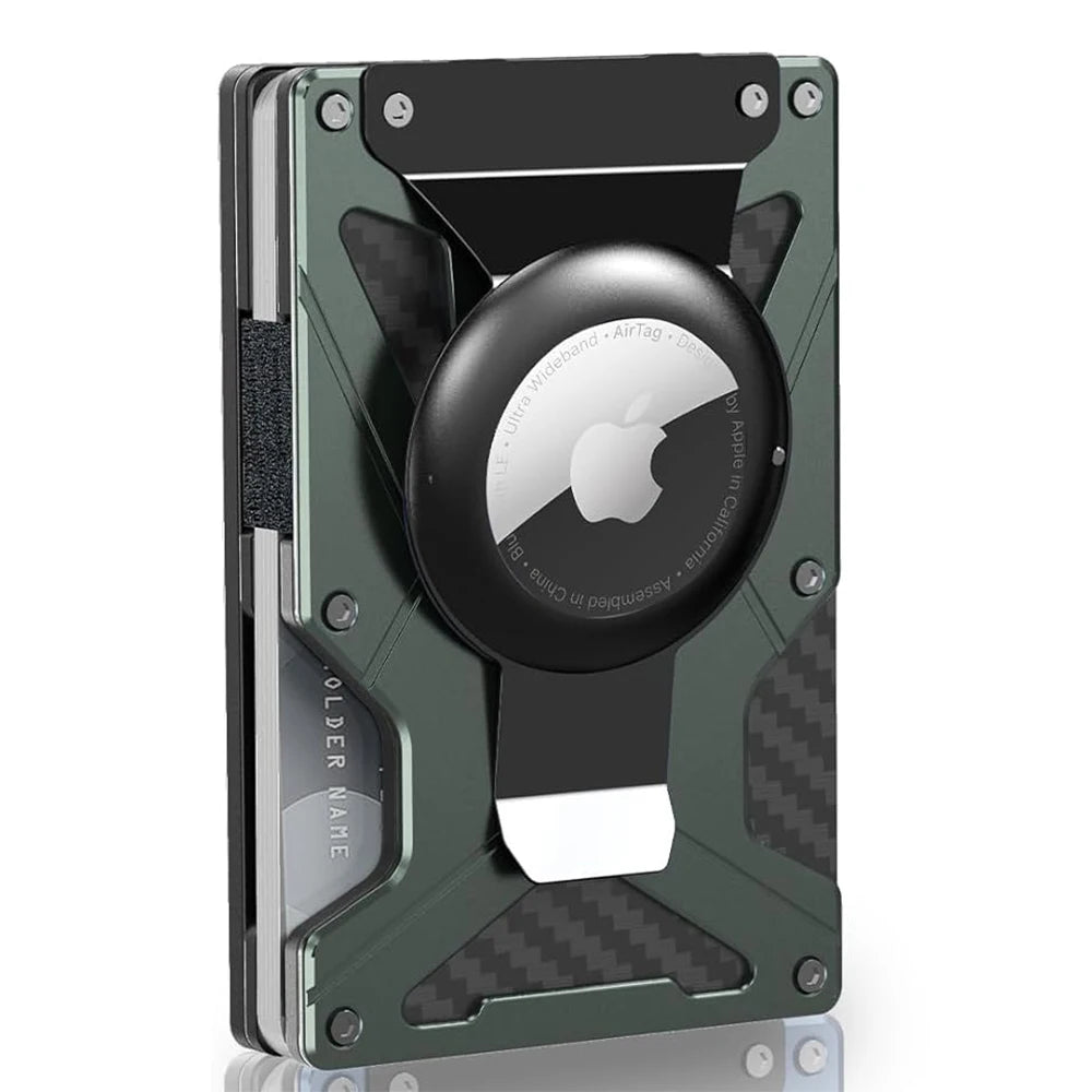 Mag Safe Wallet Money Clip, 2 in 1 Air Tag Holder and Money Clip, [With1 Magnetic Sheets], for Magnetic and Non-Magnetic Phones