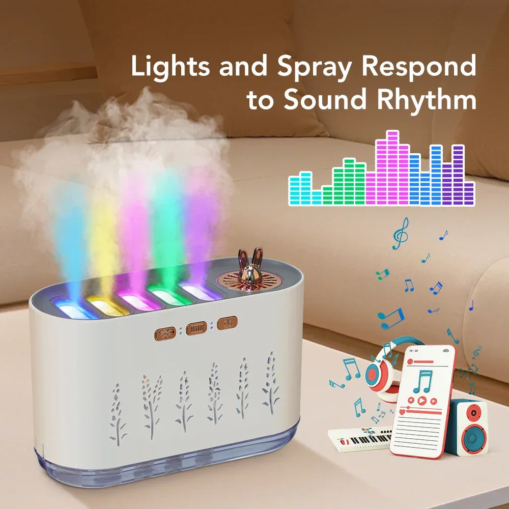 Air Humidifier Five-Hole Spray Aromatherapy Creative Dynamic Colorful Voice Control 700ml Musical Aroma Diffuser For Household