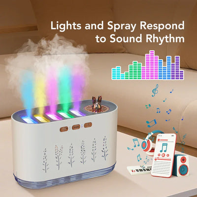 Air Humidifier Five-Hole Spray Aromatherapy Creative Dynamic Colorful Voice Control 700ml Musical Aroma Diffuser For Household