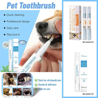 Pet Toothbrush Pen Teeth Clean Fresh Breath Pet Toothbrush Paste Brush One Easy To Use Cat Tooth Brush ToothbrushSet Accessories
