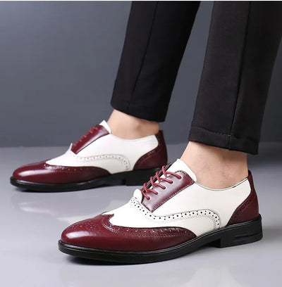 Retro Men's Oxford Shoes Fashion Block Carved Casual Shoes Social Shoes Male Business Dress Leather Shoe Zapatos Para Hombres