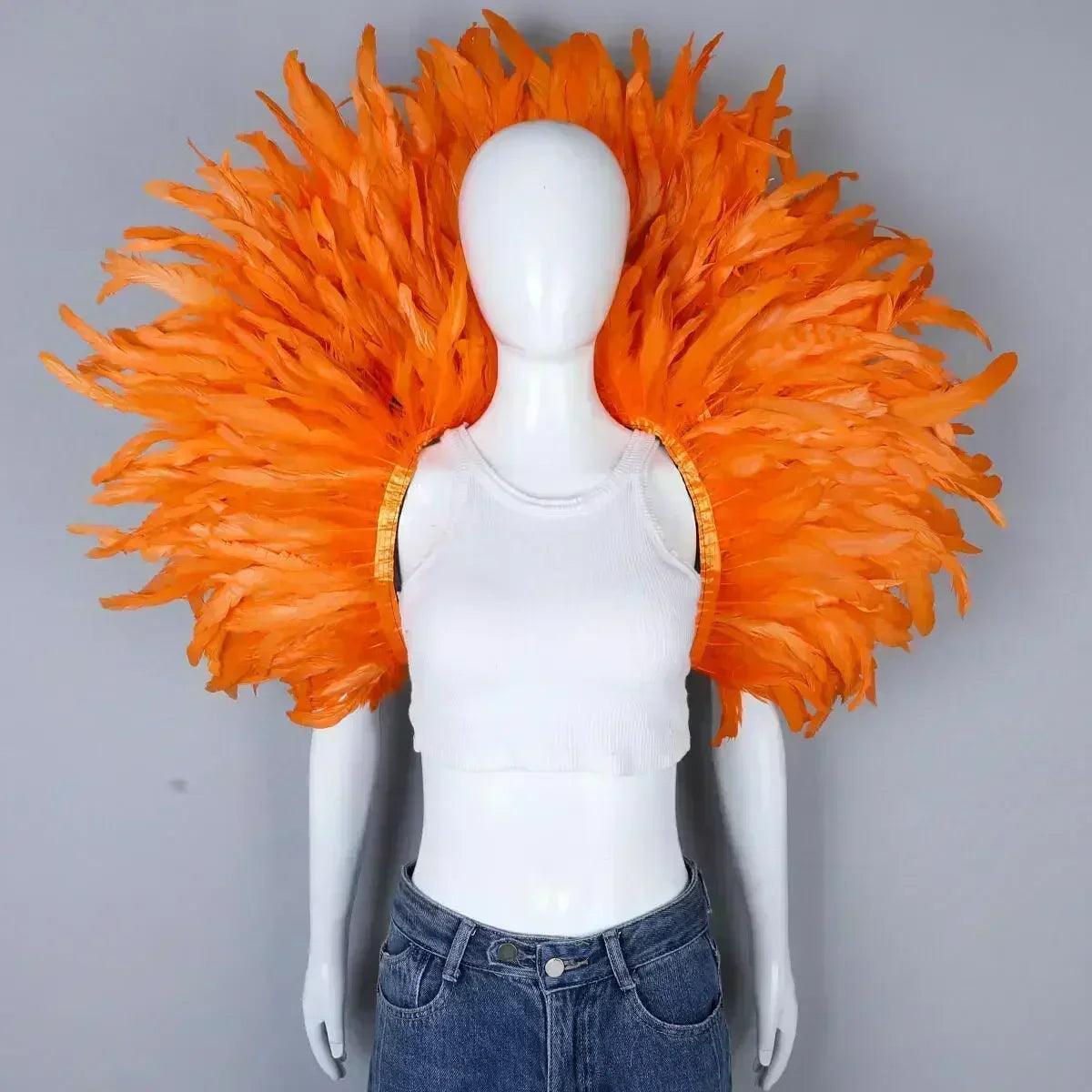 Designer feather scarf (punk halloween carnival masked ball party)accessory