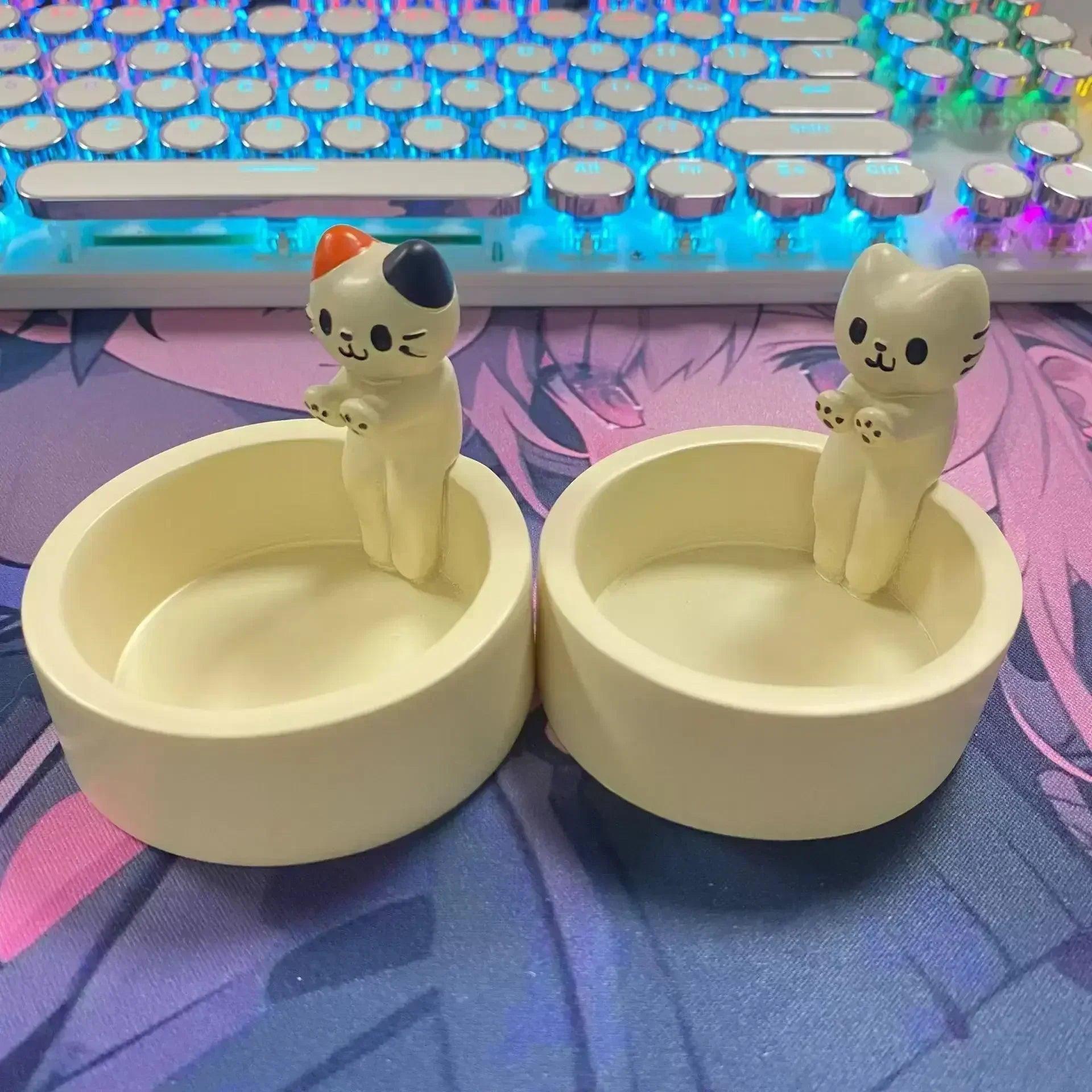 Cartoon cat candle holder tea light office home desktop decorative ornaments cute candlestick craft decoration