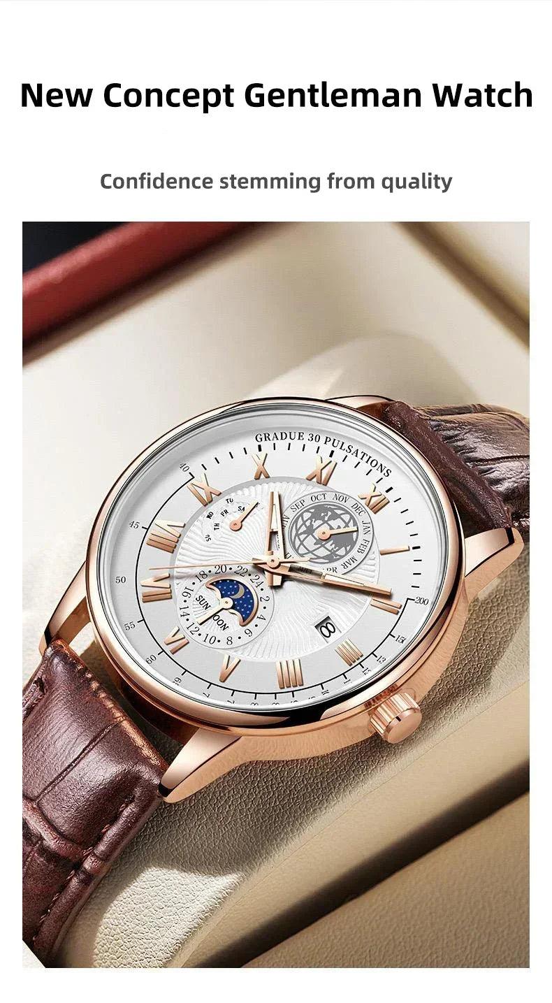 2024 men watch fashion top luxury sport men’s wristwatch waterproof luminous leather date quartz watches man clock