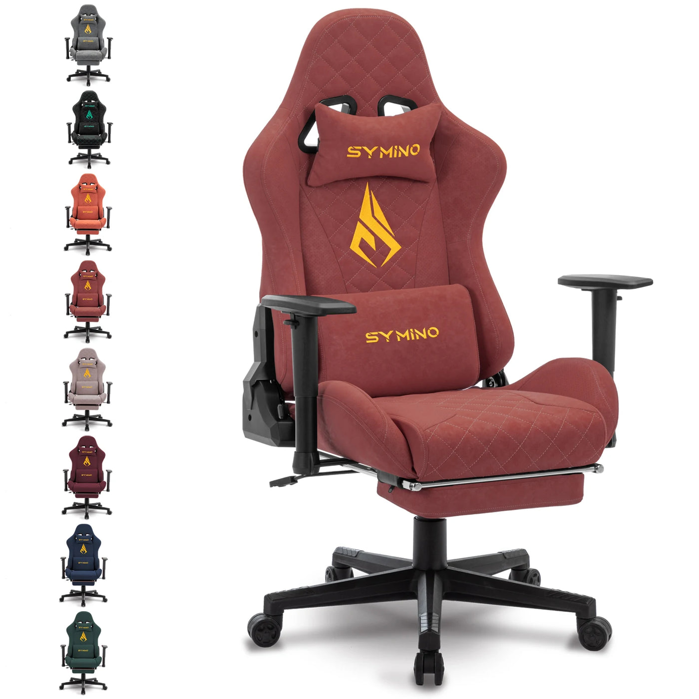 Symino Gaming Chair with Footrest, Racing Chair Design PC Chair, Vintage PU Leather, Ergonomic Office Chair