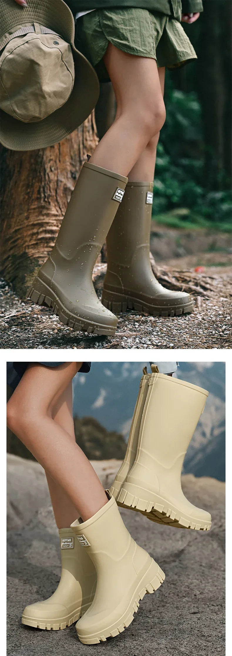 Women Waterproof Boots New Style Elastic Mouth Ankle Boots Mid Top Rain Shoes Non Slip Outdoor Indoor Chelsea Water Boot Woman