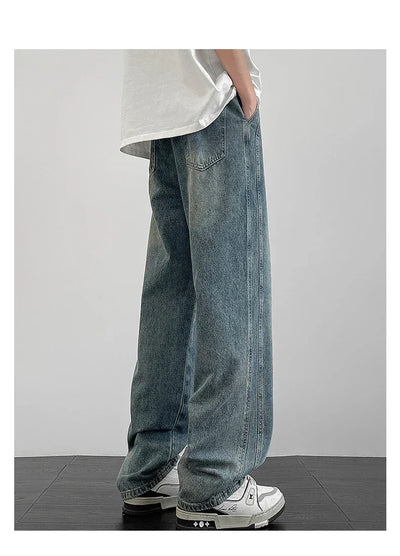 Men's denim pants American retro straight leg jeans loose and breathable suitable for daily casual street men's essential items
