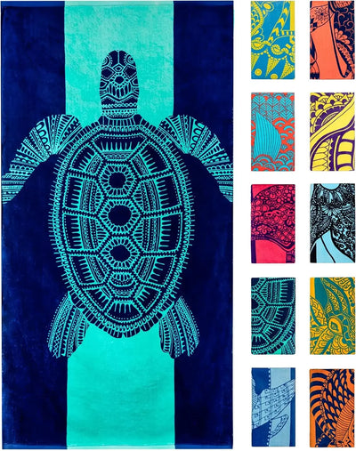 Beach Towels Tropical Animals Blue Unique Design Multiple Sizes Cotton Bath Towels Suitable for Kids and Adults