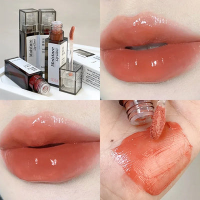 Nude Grey Mirror Jelly Lip Gloss Water Light Gloss Moisturizing Non-stick Cup Stain Lip Glaze Waterproof Lasting Makeup Cosmetic
