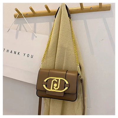 Designer Handbags For Women Leather Metal Buckle Flap Square Shoulder Bags Fashion 2024 Ladies Messenger Bags Females Casual