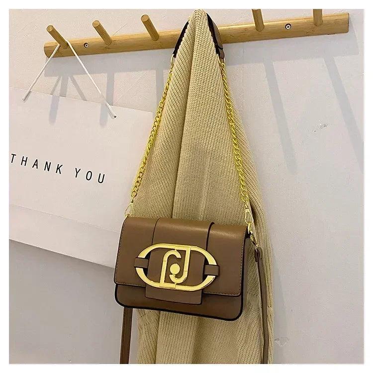 Designer handbags for women leather metal buckle flap square shoulder bags fashion 2024 ladies messenger females casual