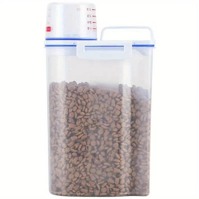 Pet Food Storage Container with Measuring Cup Handle Airtight Waterproof Pet Food Storage Dispenser Portable Buckets Feeder