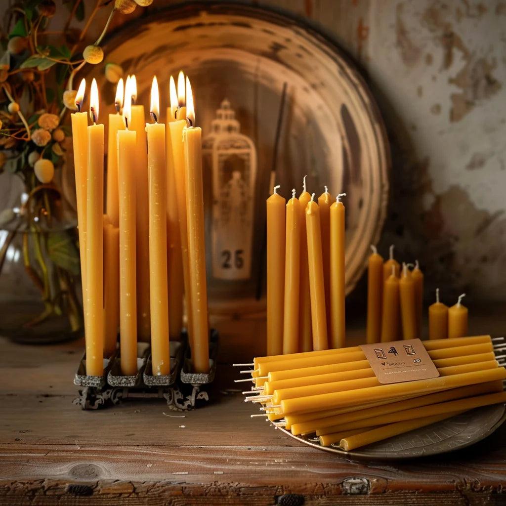 25pcs/1pack hanukkah candle natural beeswax chanukah candles thin taper honey for ritual birthday unscented