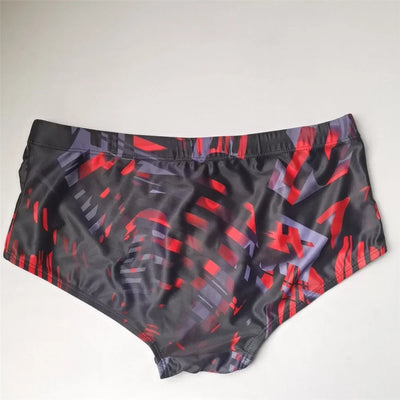 Men Swimwear Brazilian Traditional Cut Swimsuits Swim Bikini Surf Boxer Briefs Board Shorts Trunks Black and Red Sunga