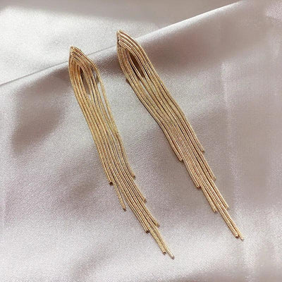 Fashion Statement Earrings Long Gold Color Statement Bling Tassel Earrings for Women Ms Wedding Daily Pendant Hot Jewelry Gift