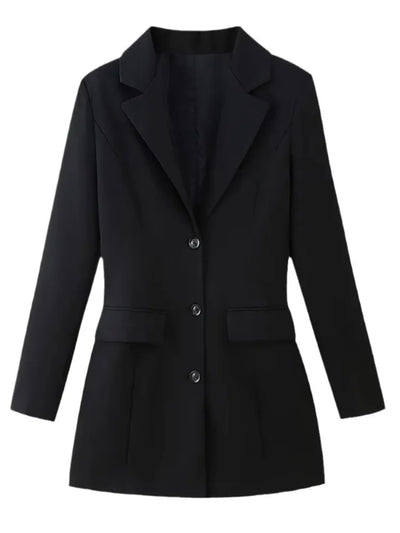 Fashion Black Blazer Mini Dress For Women Elegant V Neck Single-breasted Long Sleeve High Waist Dresses Lady Commute Vestidos