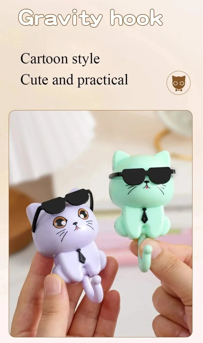 Kitten Hooks Cartoon Cats Gravities Induction Decorative Hooks Storage Racks for Keys Umbrellas Towels Adhesive Hooks Home Items
