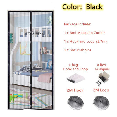 Summer Magnetic Screen Door Curtain Anti-Mosquito Net Fly Insect Screen Mesh Automatic Closing Kitchen Curtain Easy Installation