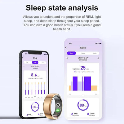 R02 Smart Ring Military Grade Titanium IP68 & 3ATM Waterproof Sleep Heart Rate Health Monitoring Multi-sport Modes Tracker Ring