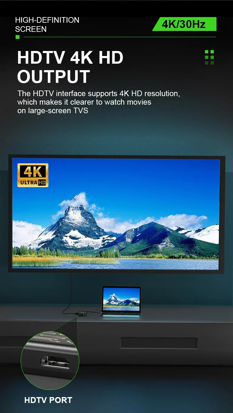 9in1 Wireless Charging Dock Multifunctional Docking Station with Wireless Charger Type C USB Hub for Phone/Pad/Laptop Expansion