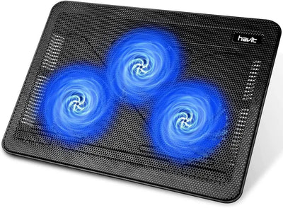 Laptop Cooling Pad, HV-F2056 15.6"-17" Laptop Cooler with 3 Quiet Fans for 12-17 Inch Notebook Gaming Fan Stable Stand Slim
