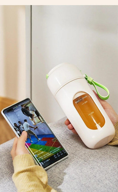 Portable Electric Blender Cup for Smoothies, Shaved Ice, and Juices - 12-Blade Stainless Steel with Wireless Charging Function