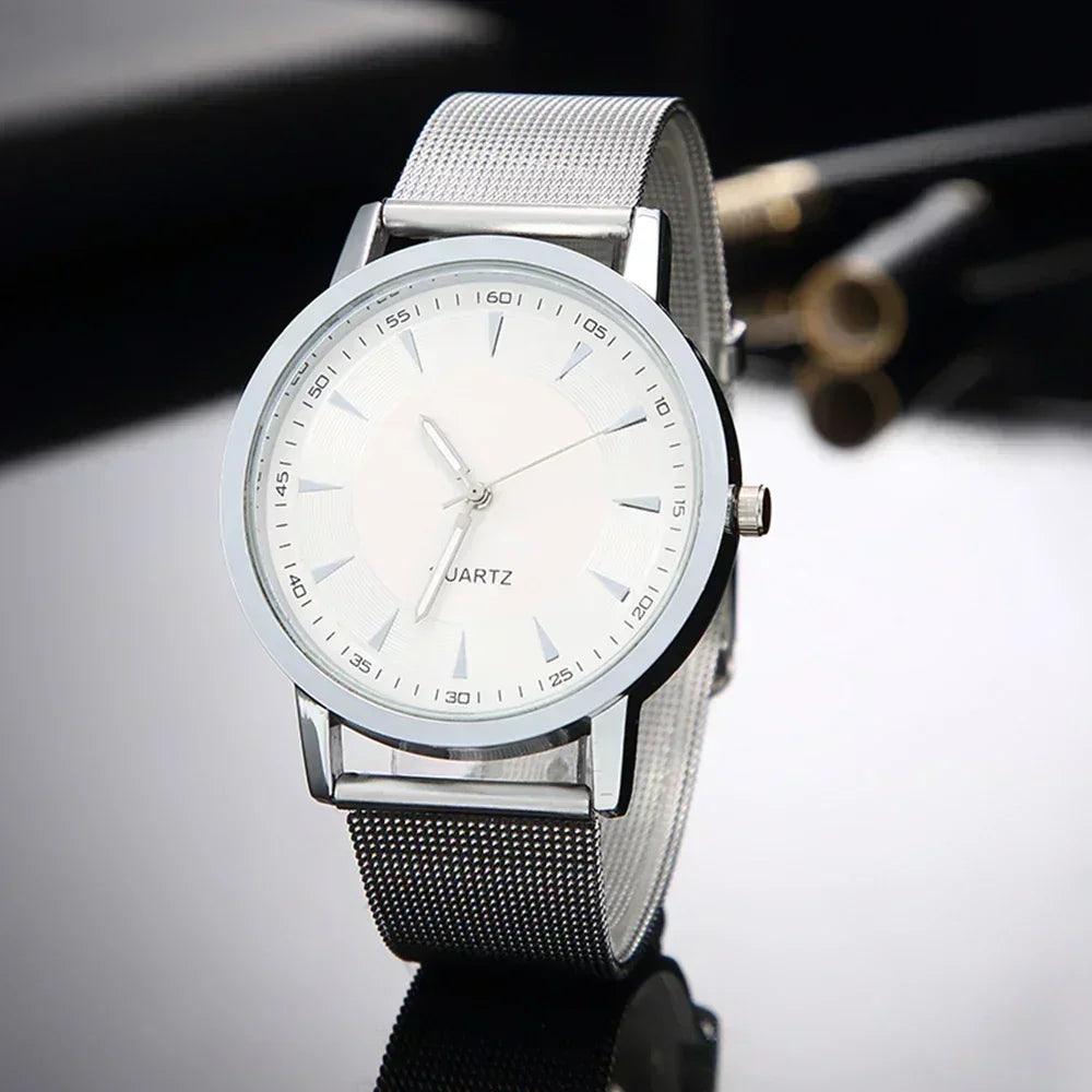 Luxury women watches 2025 new stylish silver minimalist business ladies quartz watch breathable leather steel clock