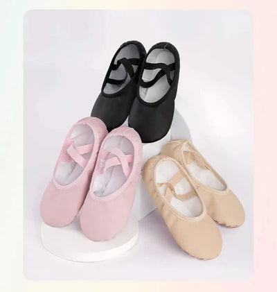 PU Ballet Shoes for Toddler Girls Children Dance Shoe Leather Ballet Flats Kids Soft Sole Gymnastics Shoes Dancing Slippers