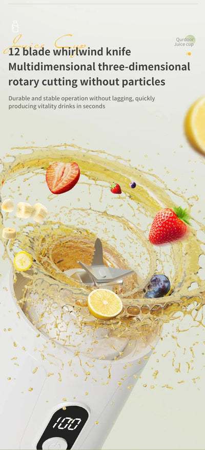 Portable Blender 600ML Electric USB Rechargeable Juicer for Smoothies Fruits Personal Mini Juicer for Travel Outdoor Fitness