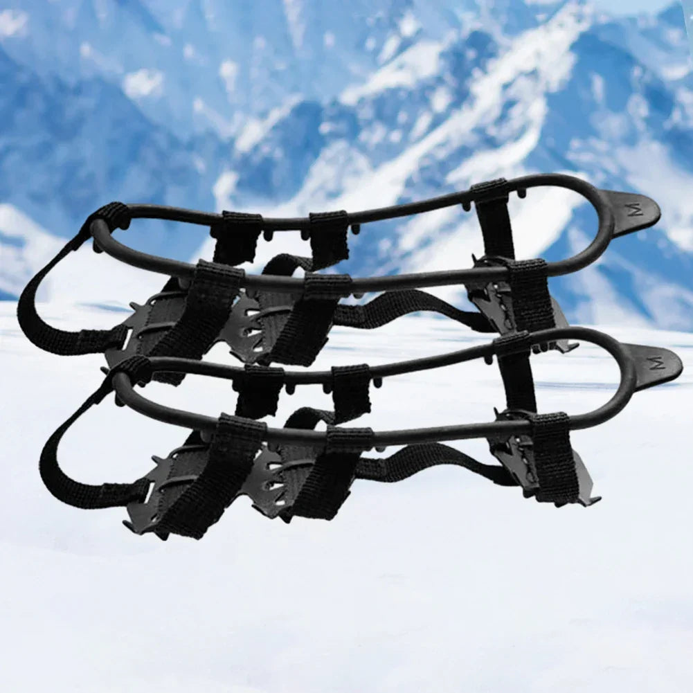 24 Teeth Mountaineering Cleats Anti-Slip Bundled Crampons Unisex Climbing Shoe Spikes Walking Hiking Accessories