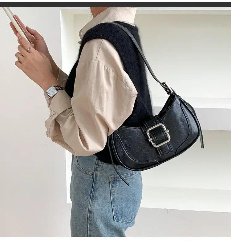 Fashion handbags for women half-moon leather hasp lady shoulder crossbody bag luxury designer ladies underarm bags hobo