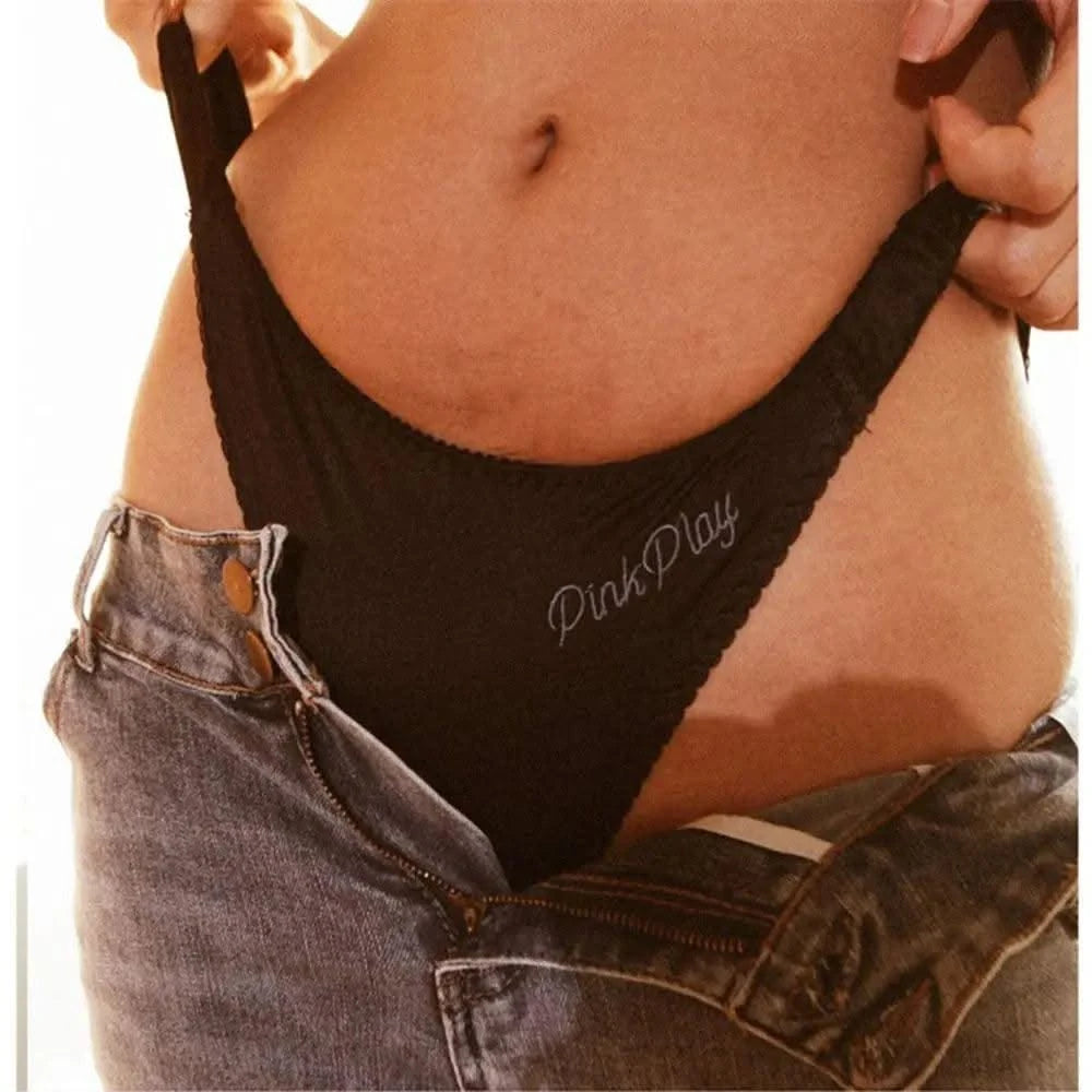 Sexy Girl Thongs Women Glossy Underwear Panty Low Waist Solid Color Satin Fabric Briefs Embroidery Fitness Yoga Underpants