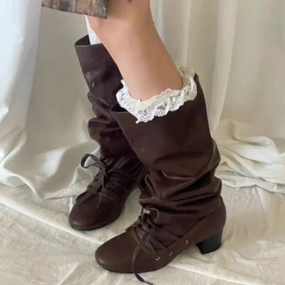 Designer Knee High Women Boots Chunky Fashion High Heels Shoes 2025 Winter New Gladiator Woman Goth Chelsea Long Botas Mujer