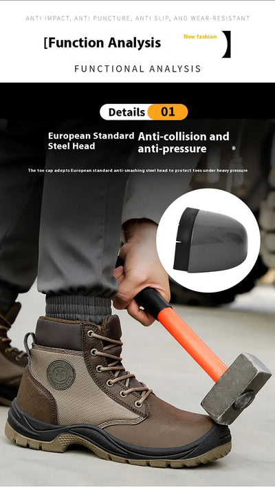 Men's safety shoes are anti smashing, anti piercing, anti-static, anti slip, wear-resistant, and splash proof work shoes