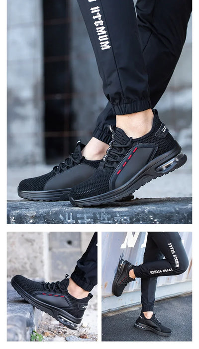 Lightweight Men's Safety Shoes Steel Toe Men's Work Shoes Slip Resistant Reinforced Shoes Man Fashion Breathable Sneaker