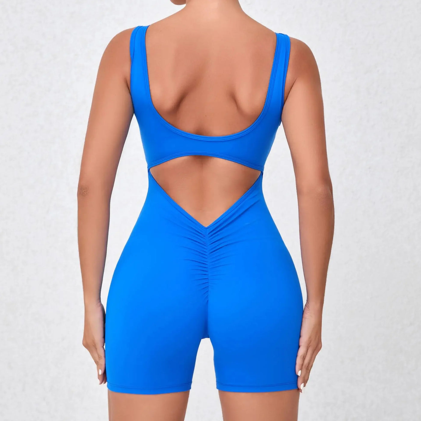 Seamless Yoga Jumpsuits Sports Fitness Backless Rolling buttocks Running Workout Gym One-piece Shorts Tracksuits for Women