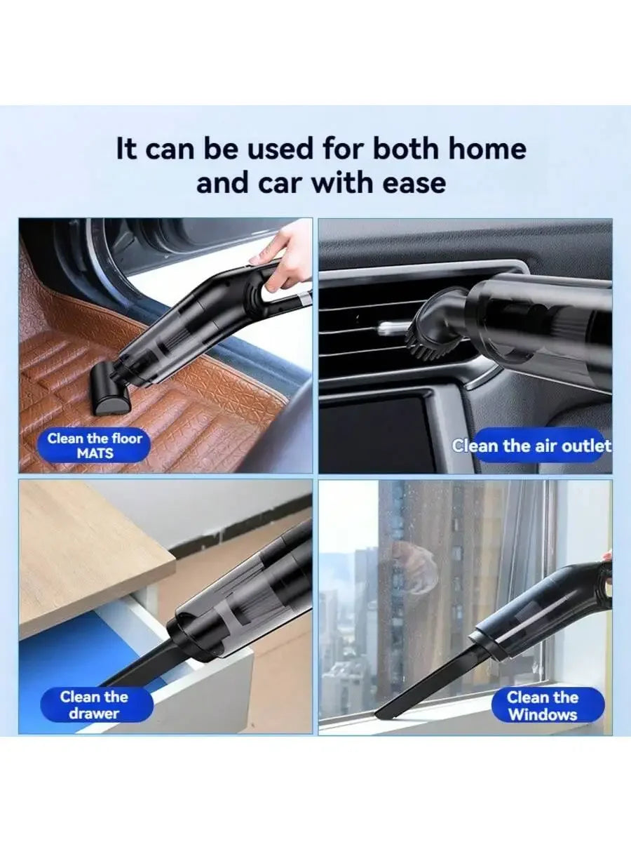 Portable handheld vacuum cleaner, car vacuum cleaner, powerful suction of 120W, suitable for both dry and wet use