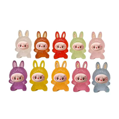 10pcs Blind Boxes Night Light Cartoon Stereoscopic Labubu Cute Children Toy Diy Resin Car Keychains Pendants Surprise Gift