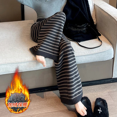 Women's Wide leg Jeans Contrast Color Stripe Pants Capris Floor Length Autumn Ladies Casual Pant Y2k Aesthetic Straight Pants
