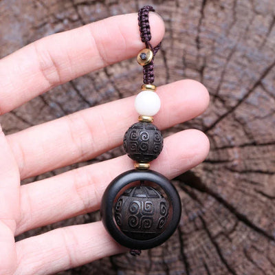 Handmade Original Tibetan Buddhism Ebony Keychain Handmade Retro Wooden Keychain