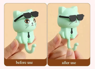 Kitten Hooks Cartoon Cats Gravities Induction Decorative Hooks Storage Racks for Keys Umbrellas Towels Adhesive Hooks Home Items