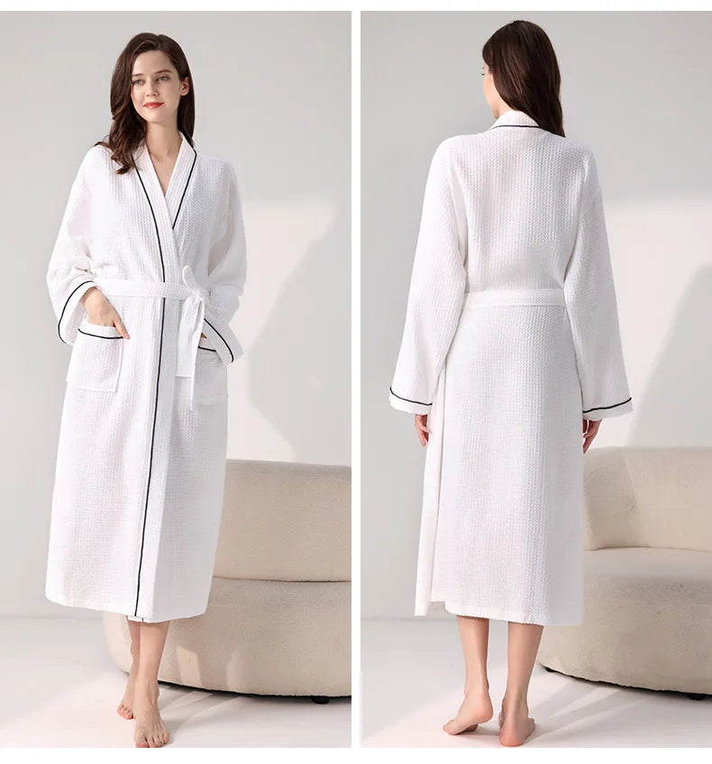 Hotel Cotton Bathrobe High Qualtiy Solid Colors Long Sleeve Mens And Women's Bathrobe